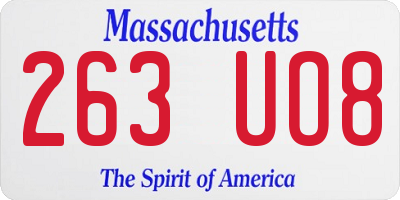 MA license plate 263UO8