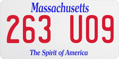 MA license plate 263UO9