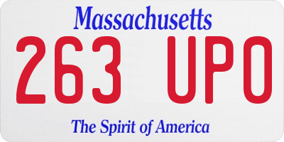 MA license plate 263UP0