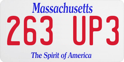 MA license plate 263UP3