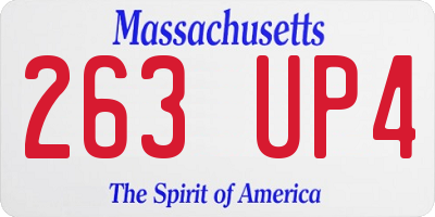 MA license plate 263UP4