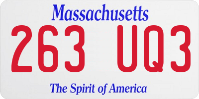 MA license plate 263UQ3