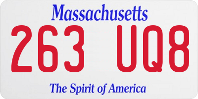 MA license plate 263UQ8