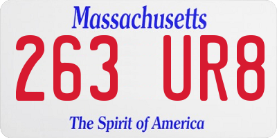 MA license plate 263UR8