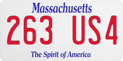 MA license plate 263US4