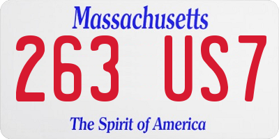 MA license plate 263US7