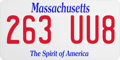 MA license plate 263UU8