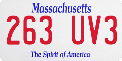 MA license plate 263UV3