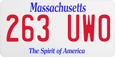 MA license plate 263UW0