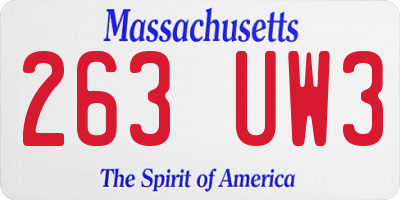 MA license plate 263UW3