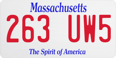MA license plate 263UW5