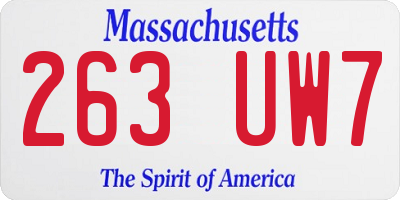 MA license plate 263UW7