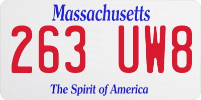 MA license plate 263UW8