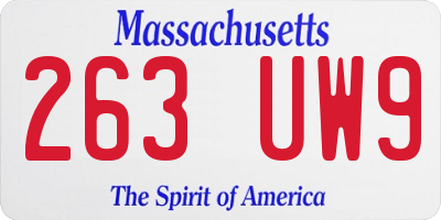 MA license plate 263UW9