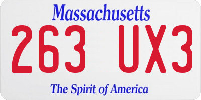 MA license plate 263UX3