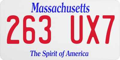 MA license plate 263UX7