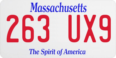 MA license plate 263UX9