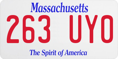 MA license plate 263UY0