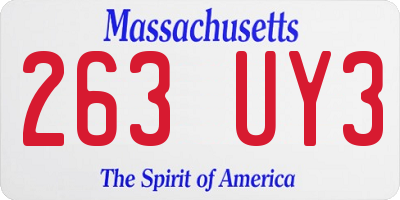 MA license plate 263UY3