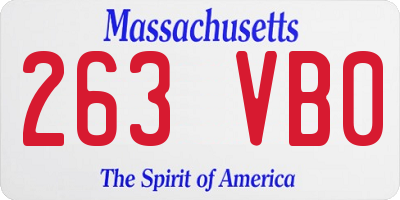 MA license plate 263VB0