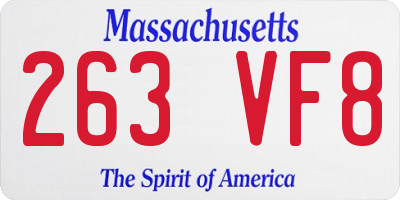 MA license plate 263VF8