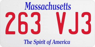 MA license plate 263VJ3