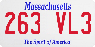 MA license plate 263VL3