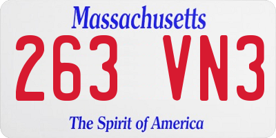 MA license plate 263VN3