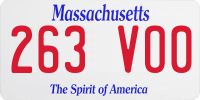 MA license plate 263VO0