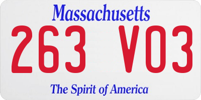 MA license plate 263VO3