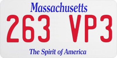 MA license plate 263VP3
