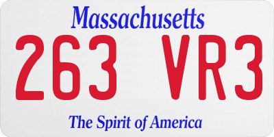 MA license plate 263VR3