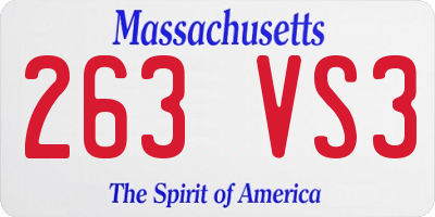 MA license plate 263VS3