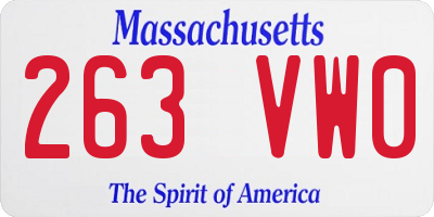 MA license plate 263VW0