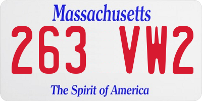 MA license plate 263VW2