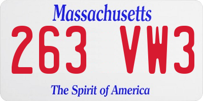 MA license plate 263VW3