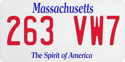 MA license plate 263VW7