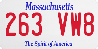 MA license plate 263VW8