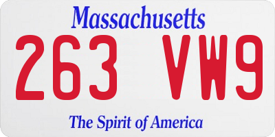 MA license plate 263VW9