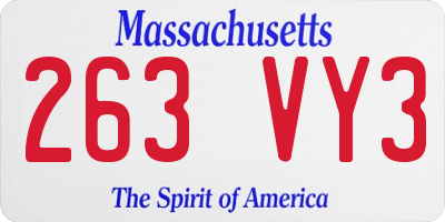 MA license plate 263VY3