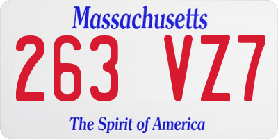MA license plate 263VZ7