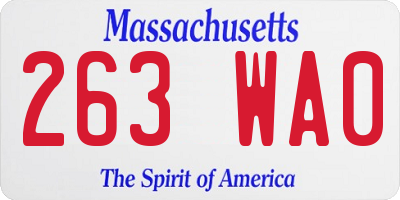 MA license plate 263WA0