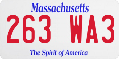 MA license plate 263WA3