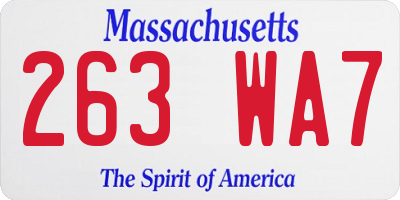 MA license plate 263WA7