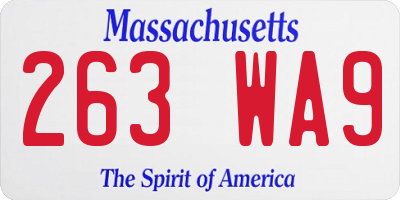 MA license plate 263WA9