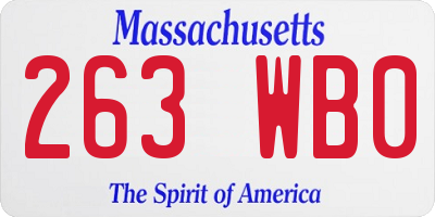 MA license plate 263WB0