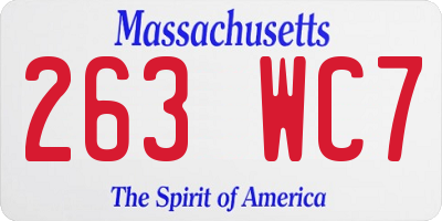 MA license plate 263WC7