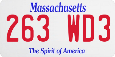 MA license plate 263WD3