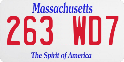 MA license plate 263WD7