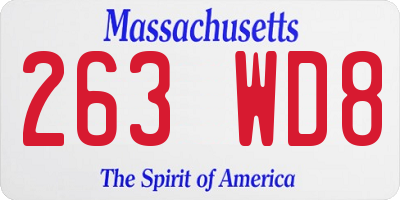 MA license plate 263WD8